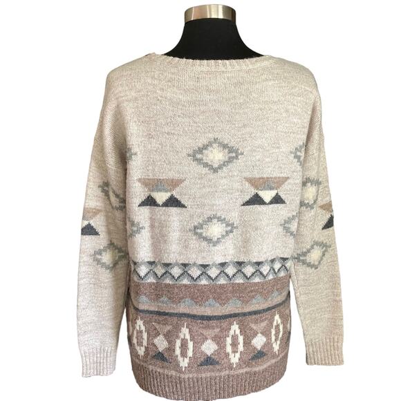 American Eagle Pullover Sweater Wool Blend Scoop MED Aztec Western Cowgirl - Picture 3 of 9